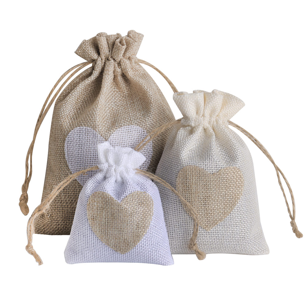 5pcs/lot Heart Linen Jewelry B - Linen Bag Bulk 评论和价格